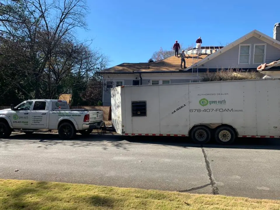Spray foam insulation applied in on site