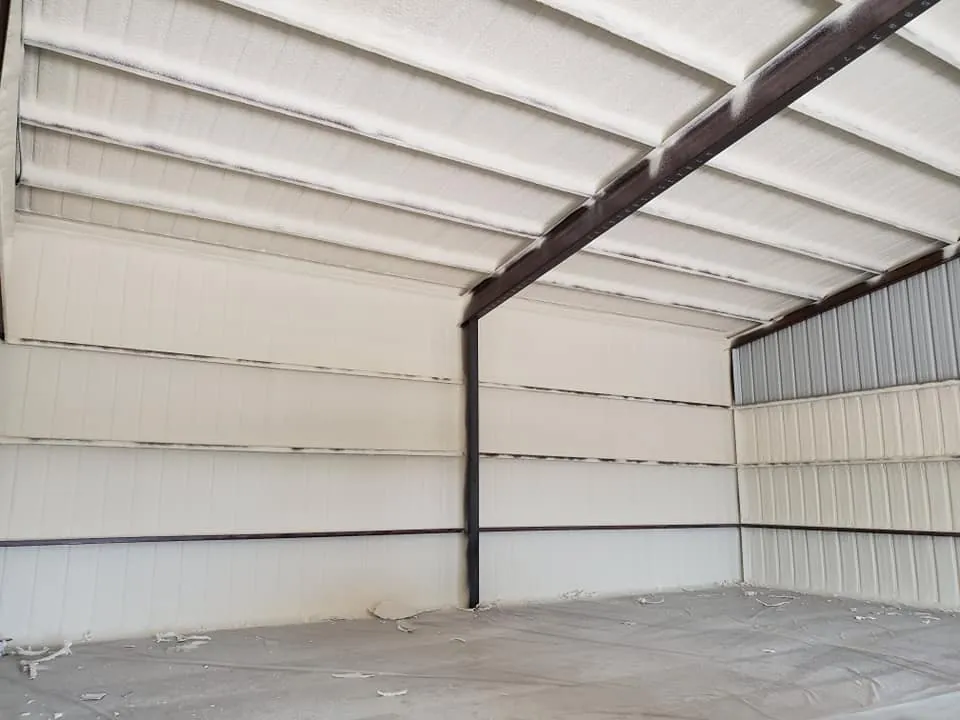 Spray foam insulation applied in a commercial building
