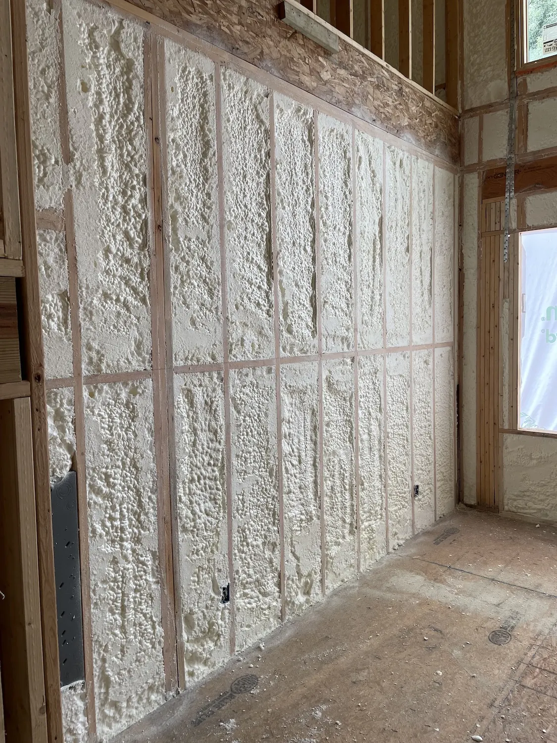 Spray foam insulation applied in commercial