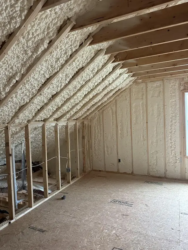 Spray foam insulation applied in on site