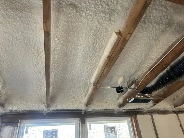 Spray foam insulation applied in on site