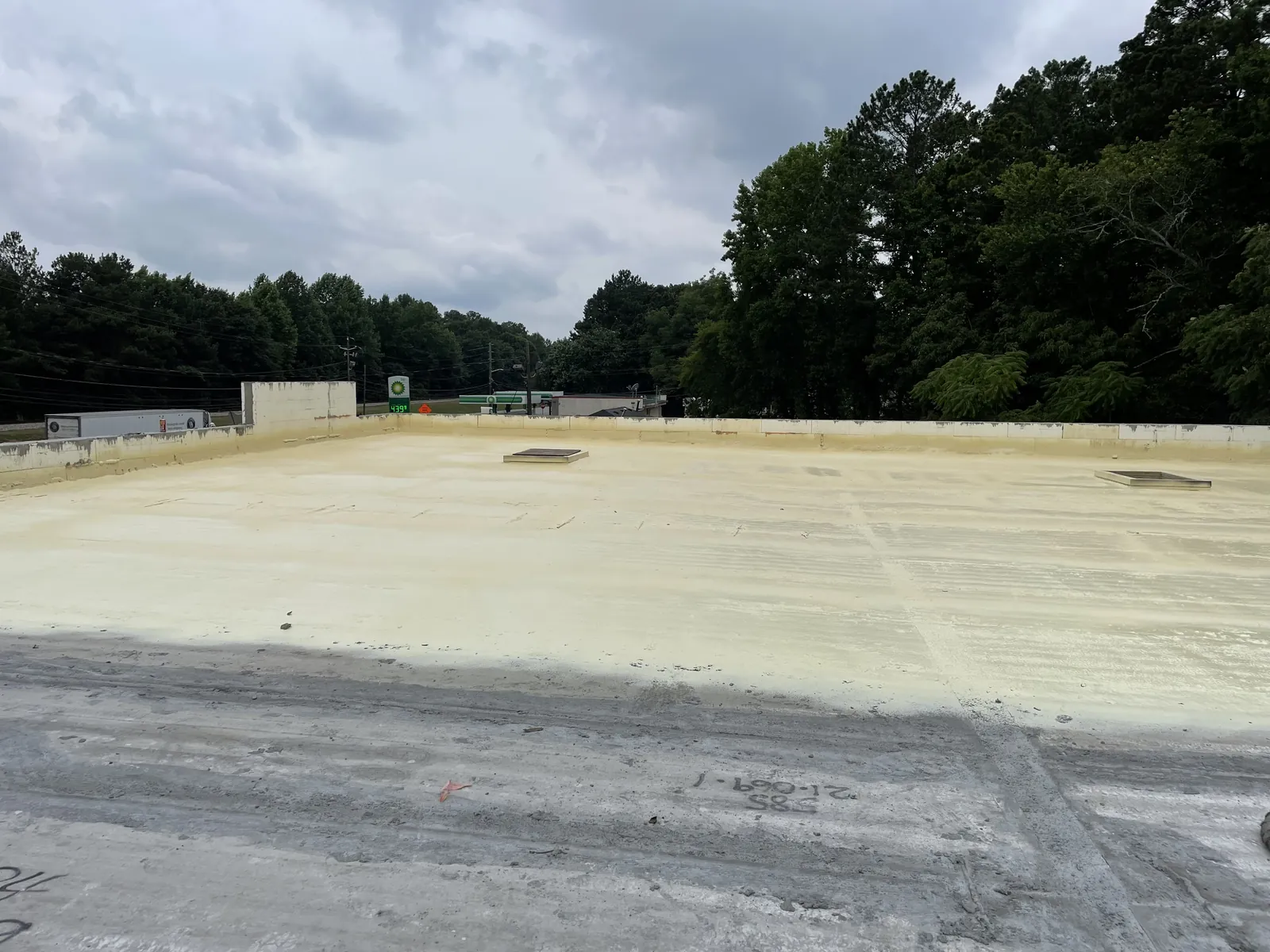 Spray foam insulation applied in a building