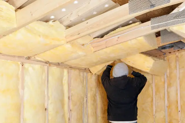 Spray foam insulation applied in on site