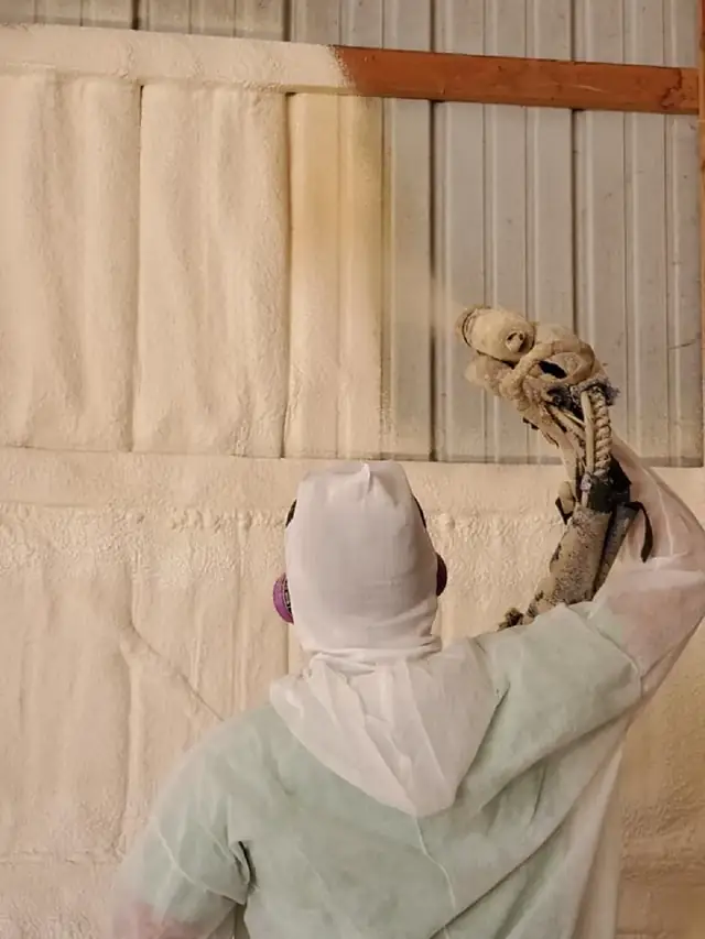 Spray foam insulation applied in commercial