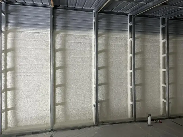 Spray foam insulation applied in on site