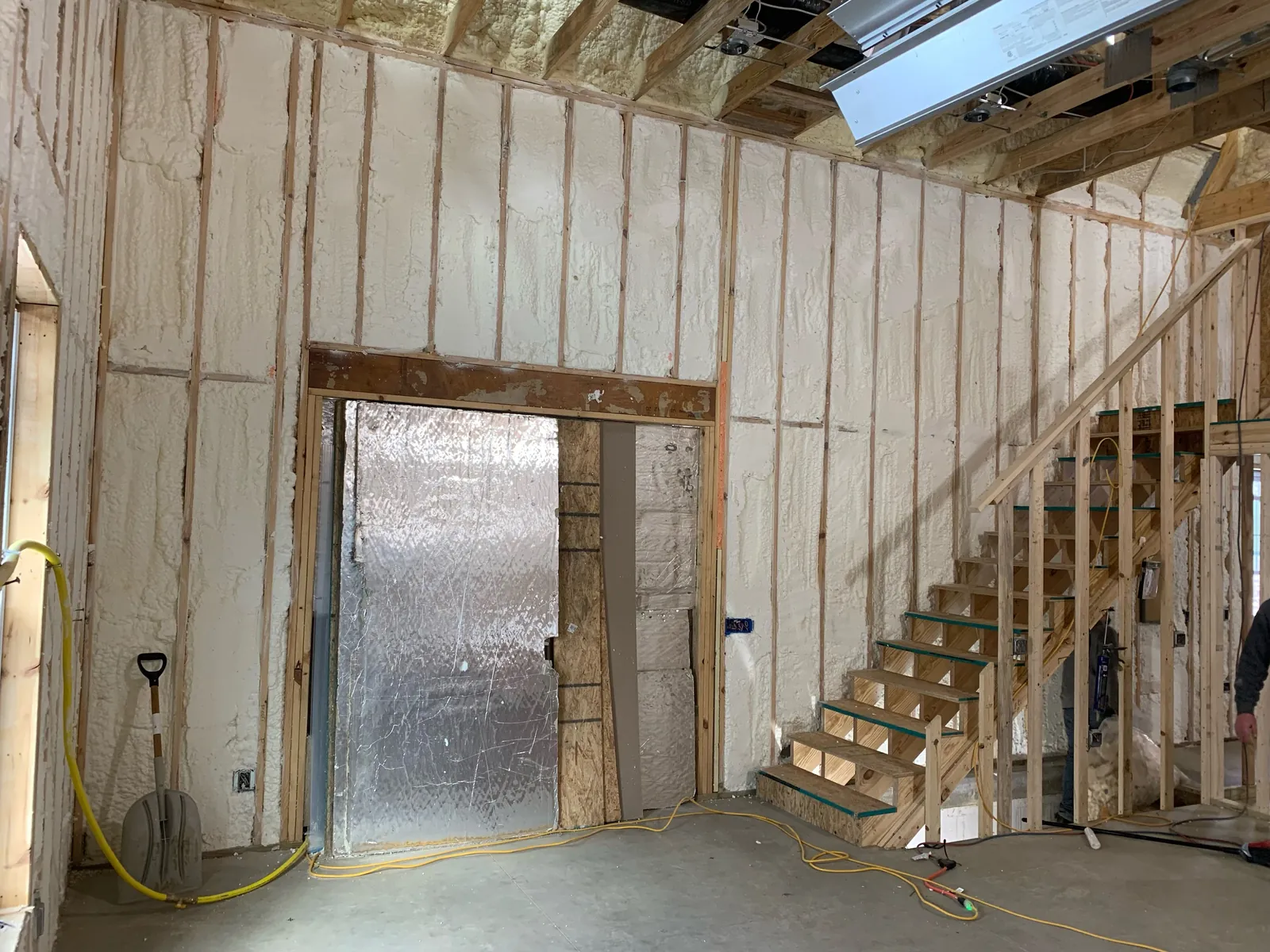 Spray foam insulation applied in a home
