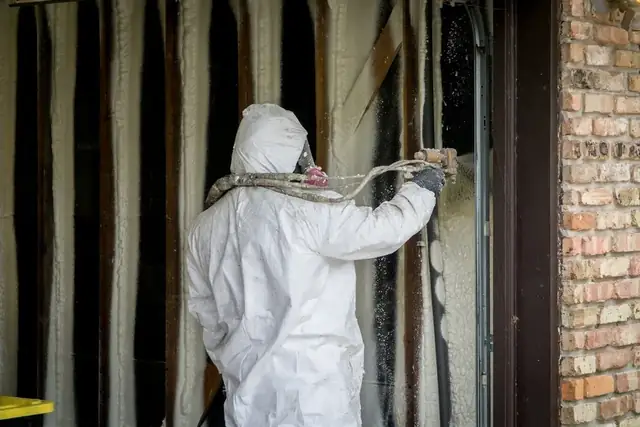 Spray foam insulation applied in residential