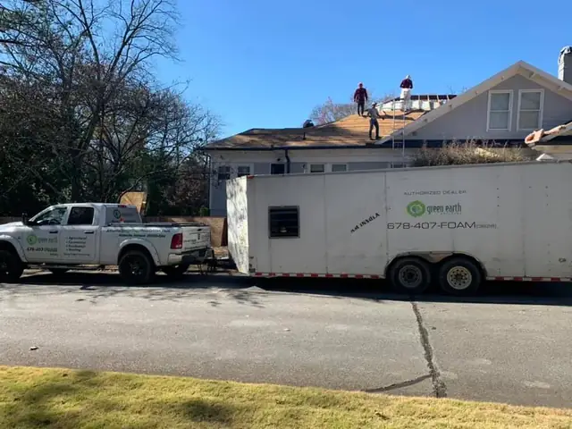 Spray foam insulation applied in residential