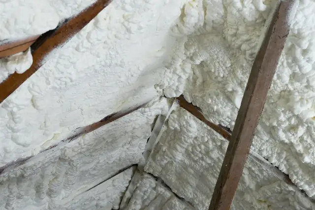 Spray foam insulation applied in on site