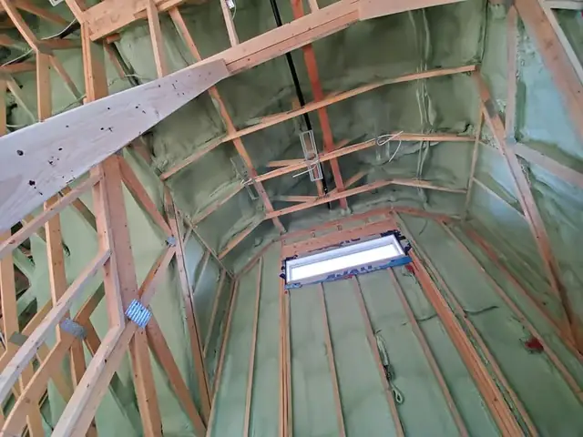 Spray foam insulation applied in on site