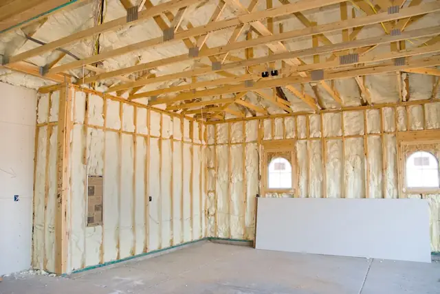 Spray foam insulation applied in on site