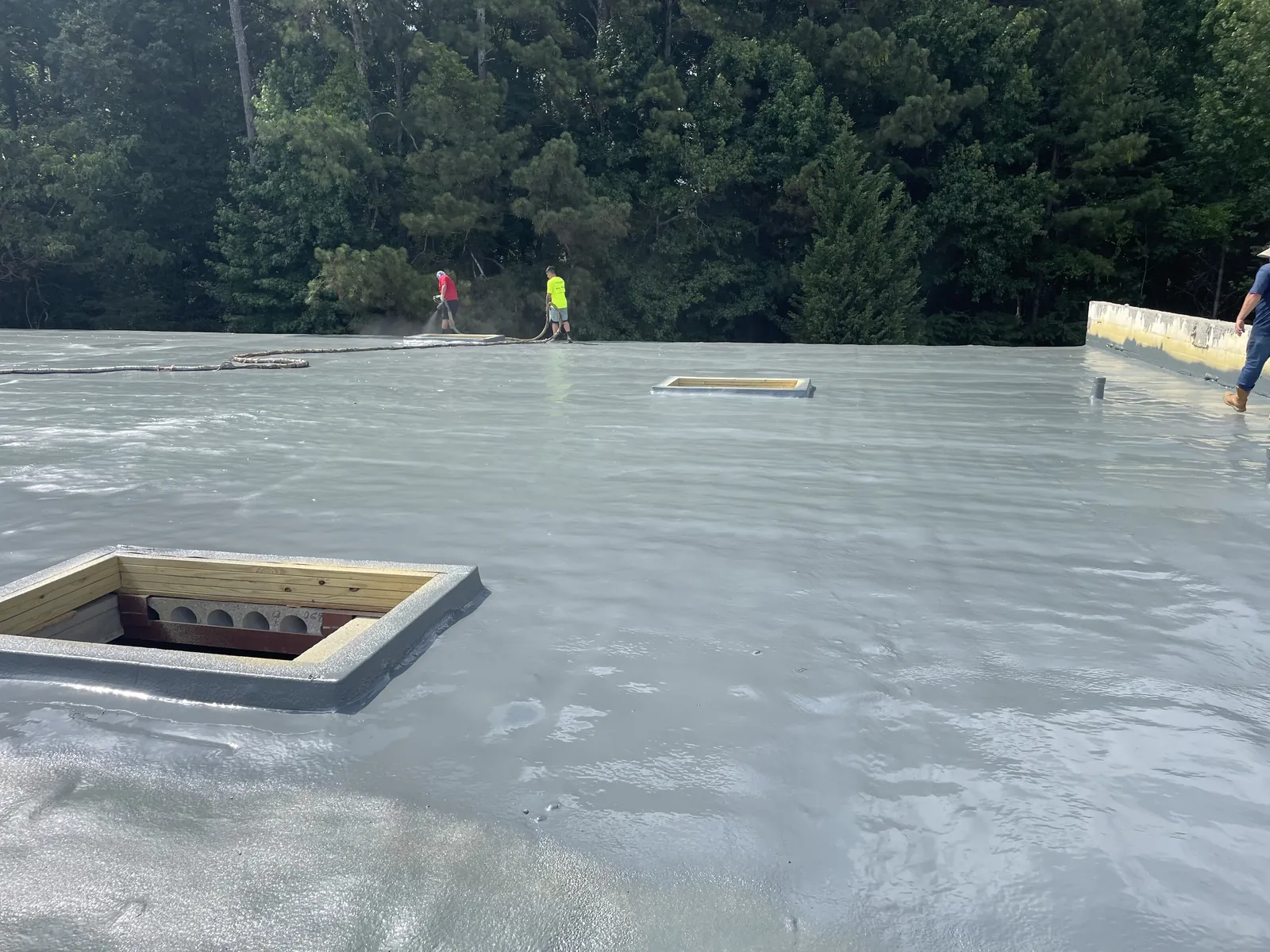 Spray foam insulation applied in a building