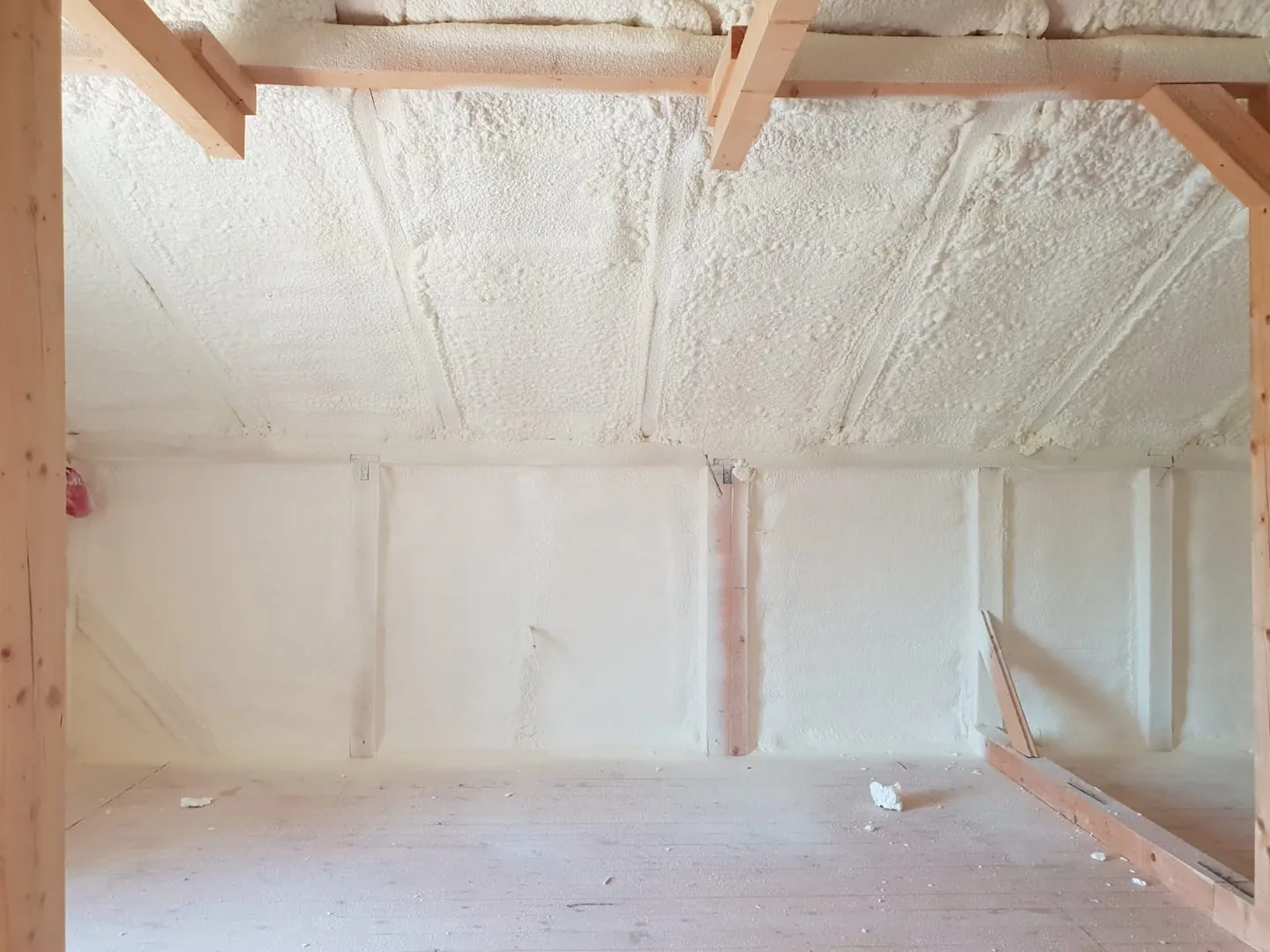 Spray foam insulation applied in a home