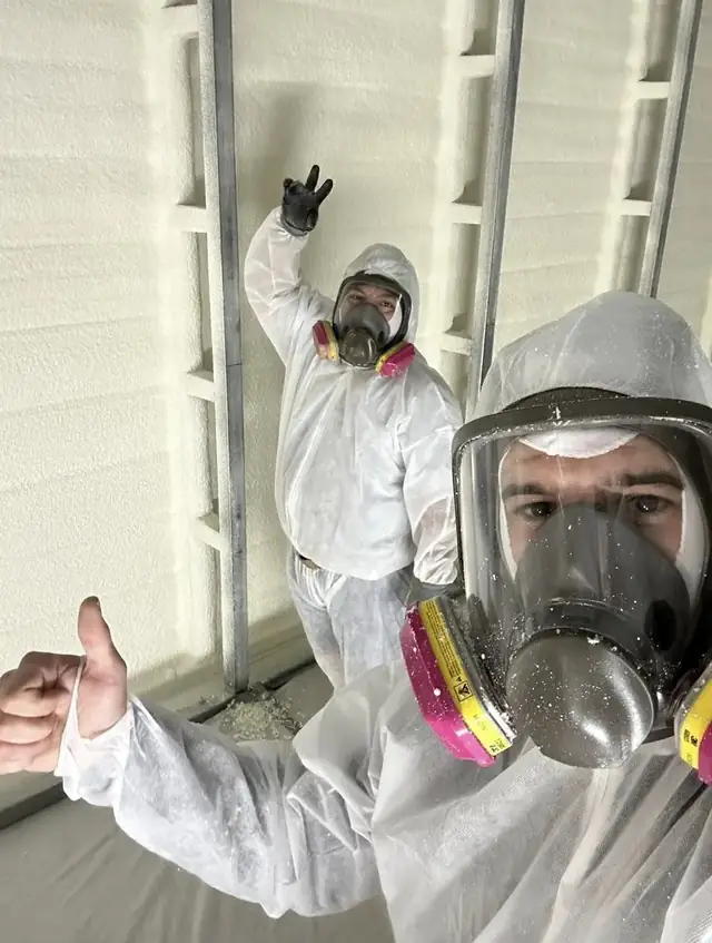 Spray foam insulation applied in on site
