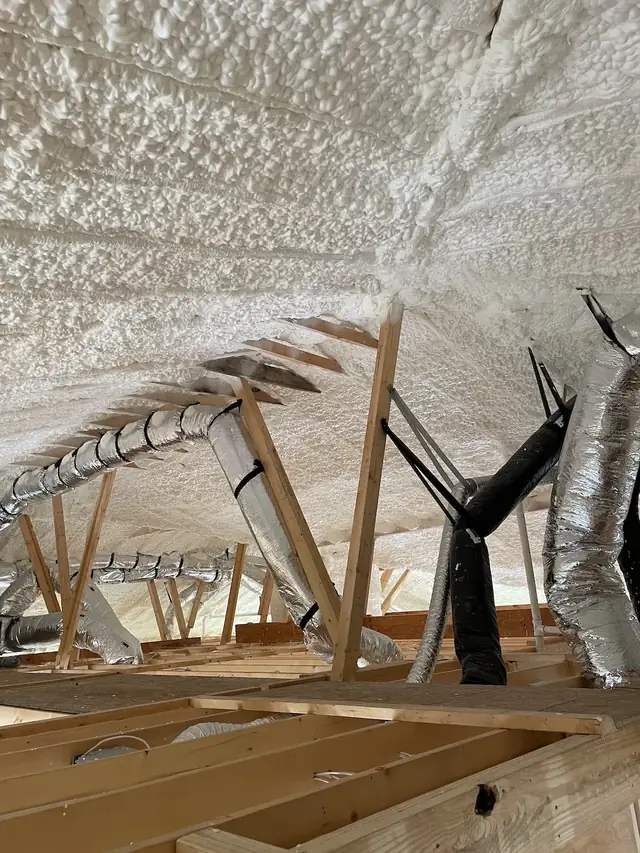 Spray foam insulation applied in on site
